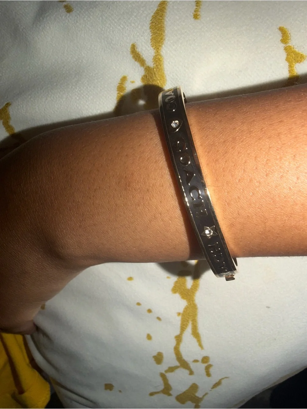 Coach Black and Gold Logo Bangle Bracelet